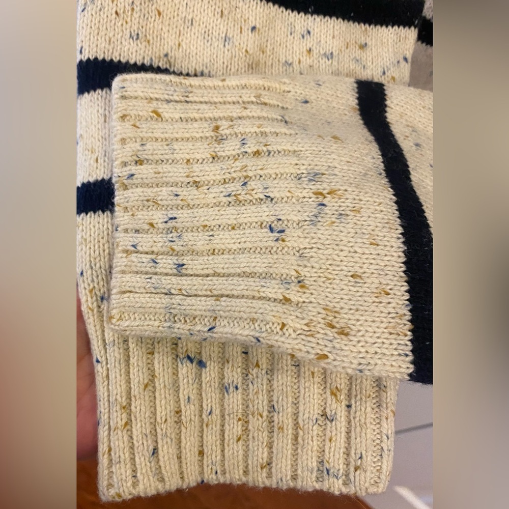 Crown & Ivy Sweater Sz XL Speckled Off White & Navy Stripe Pattern NEW Crew Neck - Picture 5 of 7
